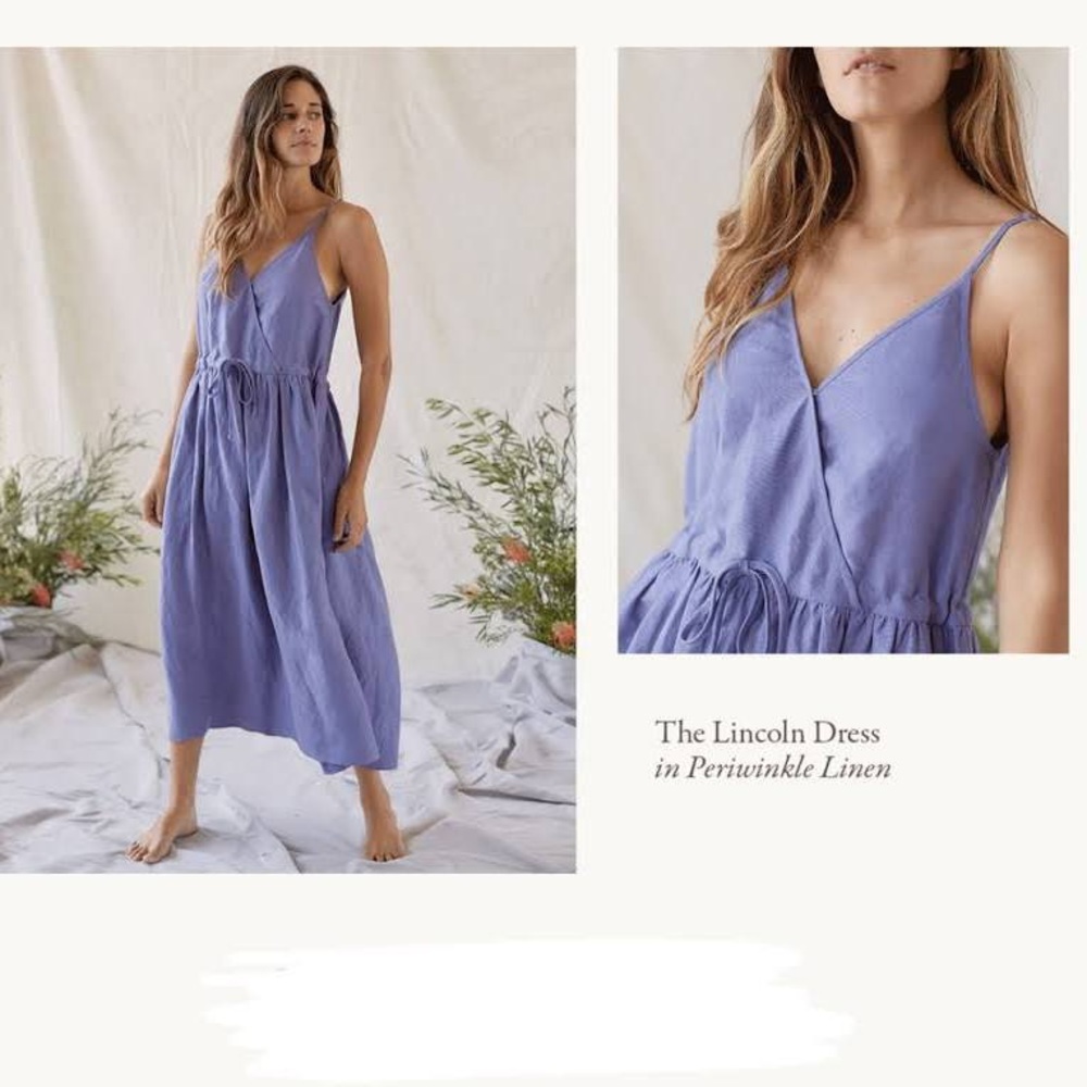 Christy dawn Lincoln dress maxi long periwinkle linen purple tank